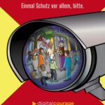 Buchcover: Eine Videokamera, in dessen Linse ein Schulhof mit spielenden Kindern zu sehen ist.