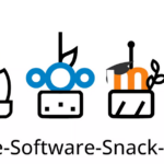 Schmatisch Darstellung von kleinen Snacks auf Spießen. Auf den Snacks sind die Logos von Libre Office, Nextcloud und Moodle zu sehen.